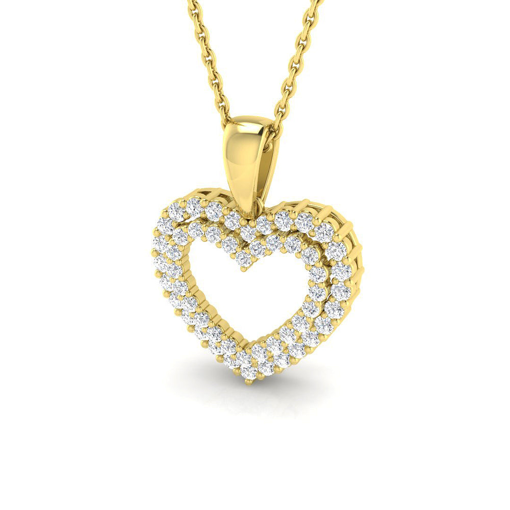 Tansy Heart Pendant Diamond Necklace 0.33ct to 2ct Gold (Without Chain )
