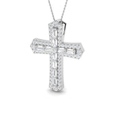 Opulencia 2.75Ct Diamond Cross Pendant In 9K, 18K (White, Yellow, Rose Gold) With Complimentary Silver