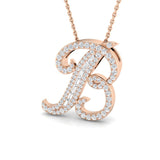 Anhänger mit auffälligem Diamantschriftzug und dem Initial „B“ sowie Baguette- und Runddiamanten