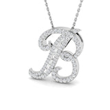 Anhänger mit auffälligem Diamantschriftzug und dem Initial „B“ sowie Baguette- und Runddiamanten