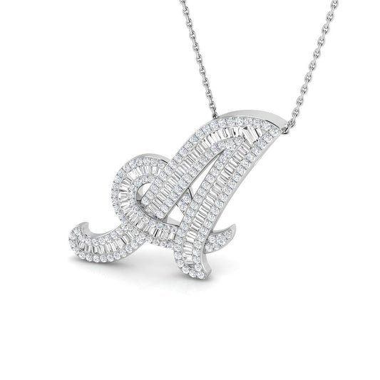 Bulgy Diamond Initial Pendant 1ct Gold A to Z(Without Chain )