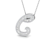 Initial Diamond Pendant Necklace with Baguette and Round Diamonds