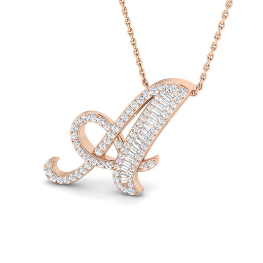 Gold Diamond Script Initial "A" Pendant