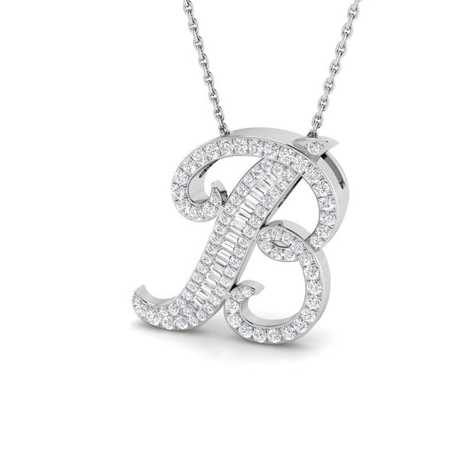 Luxurious Gold Diamond Script Initial "B" Pendant