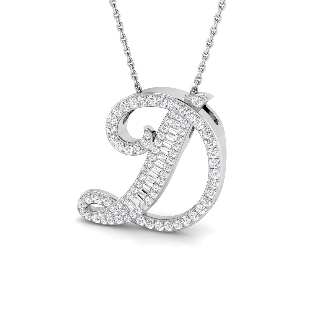 Gold Pendant with Diamond "D" Letter Initial