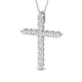 2.50ct – 5.00ct Round Diamond Rope-Style Cross Necklace in Gold & Platinum