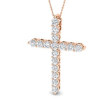 Radiantia 5Ct Diamond Cross Pendant In 9K, 18K (White, Yellow, Rose Gold) With Complimentary Silver