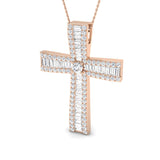 Excelsia 4Ct Diamond Cross Pendant In 9K, 18K (White, Yellow, Rose Gold) With Complimentary Silver