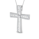 Excelsia 4Ct Diamond Cross Pendant In 9K, 18K (White, Yellow, Rose Gold) With Complimentary Silver