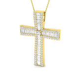 Excelsia 4Ct Diamond Cross Pendant In 9K, 18K (White, Yellow, Rose Gold) With Complimentary Silver
