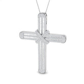 6.50ct Baguette & Round Diamond X-Crossover Cross Necklace in Gold & Platinum
