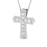 Perpetua 0.75Ct Diamond Cross Pendant In 9K, 18K (White, Yellow, Rose Gold) With Complimentary Silver