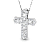 Perpetua 0.75Ct Diamond Cross Pendant In 9K, 18K (White, Yellow, Rose Gold) With Complimentary Silver
