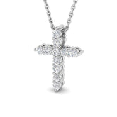 Infinitia 0.25Ct Diamond Cross Pendant In 9K, 18K (White, Yellow, Rose Gold) With Complimentary Silver