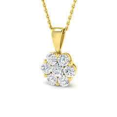 1 Carat D-E/VS Lab Grown Round Diamond Designer Pendant 9k Yellow Gold | Ready To Ship