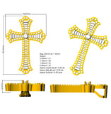 Halskette mit ausgestelltem Kreuzanhänger aus 9- und 18-karätigem Gold, besetzt mit Baguette- und Runddiamanten (0,50 ct – 6,50 ct).
