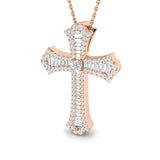 Aeterna 0.5Ct Diamond Cross Pendant In 9K, 18K (White, Yellow, Rose Gold) With Complimentary Silver