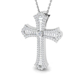 Aeterna 0.5Ct Diamond Cross Pendant In 9K, 18K (White, Yellow, Rose Gold) With Complimentary Silver