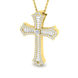 Aeterna 0.5Ct Diamond Cross Pendant In 9K, 18K (White, Yellow, Rose Gold) With Complimentary Silver