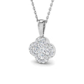 18k White Gold 0.51ct Natural Diamond Clover Pendant