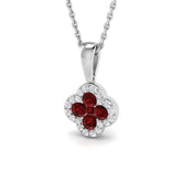 18k White Gold 0.5ct Natural Ruby Pendant with Diamonds