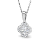 18k White Gold 0.33ct Natural Diamond Clover Pendant