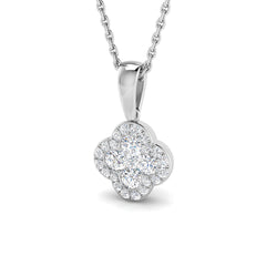 18k White Gold 0.33ct Natural Diamond Clover Pendant