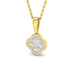 18k Yellow Gold 0.33ct Natural Diamond Clover Pendant