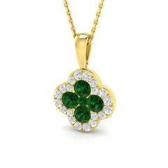 18k Yellow Gold 1.15ct Natural Emerald & Diamond Pendant