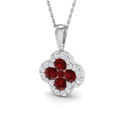 18k White Gold 1.3ct Natural Ruby Pendant with Diamond Accent