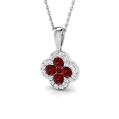 18k White Gold 1ct Natural Ruby Pendant with Diamonds
