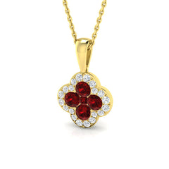 18ct 1ct Natural Ruby Pendant in Yellow Gold with Diamonds