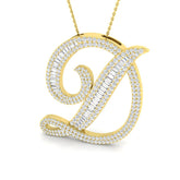 Anhänger aus Gelbgold mit Diamanten in Schriftzug „D“ und Baguette- sowie Rundschliff-Diamanten