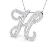 Diamond Initial Pendant with Baguette and Round Diamonds