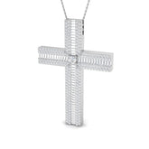 Majestia 3Ct Diamond Cross Pendant In 9K, 18K (White, Yellow, Rose Gold) With Complimentary Silver