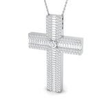 Regalian 2.5Ct Diamond Cross Pendant In 9K, 18K (White, Yellow, Rose Gold) With Complimentary Silver