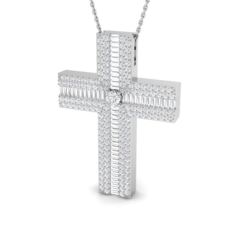 Brilliantia 2.25Ct Diamond Cross Pendant In 9K, 18K (White, Yellow, Rose Gold) With Complimentary Silver