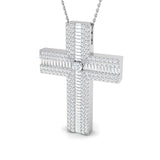 Brilliantia 2.25Ct Diamond Cross Pendant In 9K, 18K (White, Yellow, Rose Gold) With Complimentary Silver