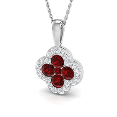 18ct White Gold 1.48ct Natural Ruby Pendant with Diamonds