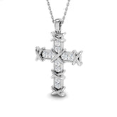 0.30ct Round Diamond Barbed Wire Cross Pendant in Gold & Platinum