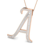 Diamantanhänger mit markantem Schriftzug „A“ im Baguette- und Rundschliff – 9k/18k Gold
