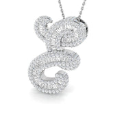 White Gold Diamond Script Initial Pendant