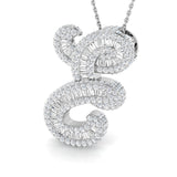 White Gold Diamond Script Initial Pendant