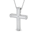 0.50ct Baguette & Round Diamond Cross Pendant in Gold & Platinum