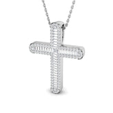 0.50ct Baguette & Round Diamond Cross Pendant in Gold & Platinum