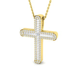 0.50ct Baguette & Round Diamond Cross Pendant in Gold & Platinum