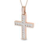 0.40ct – 3.00ct Round Diamond Pavé Cross Necklace in 9k and 18k Gold