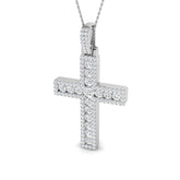 0.40ct – 3.00ct Round Diamond Pavé Cross Necklace in 9k and 18k Gold