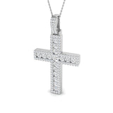 0.40ct – 3.00ct Round Diamond Pavé Cross Necklace in 9k and 18k Gold