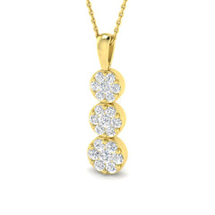 1.1 ct D-E/VS Lab Grown Round Diamond Designer Pendant 9k Yellow Gold Ready To Ship
